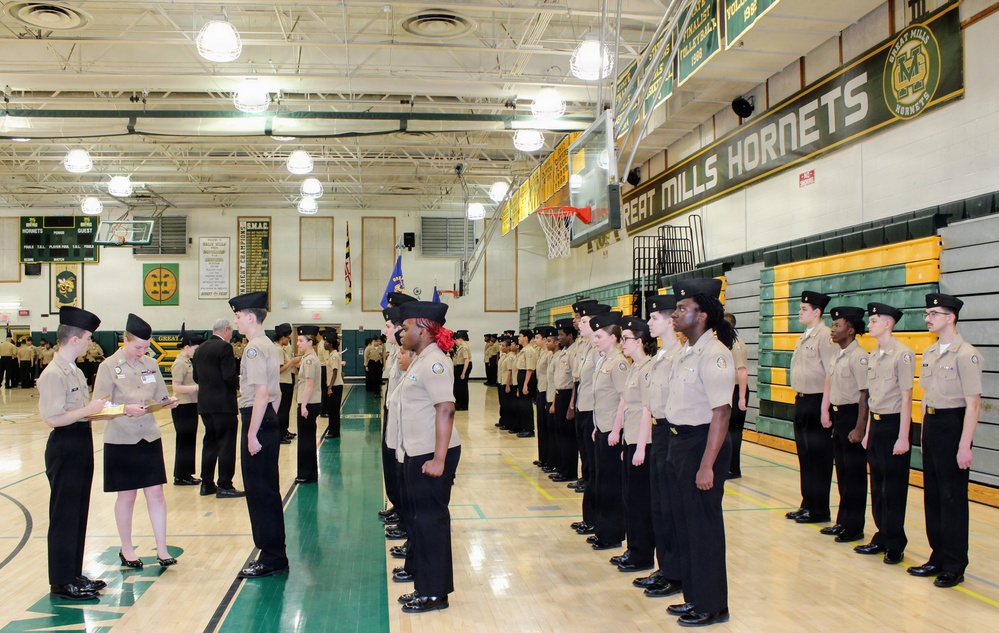 Attention to Detail: Navy Corpsman Inspects NJROTC Cadets