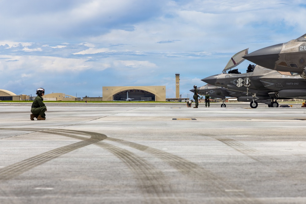 VMFA-242 flies out of Andersen Air Force Base during Valiant Shield 2026