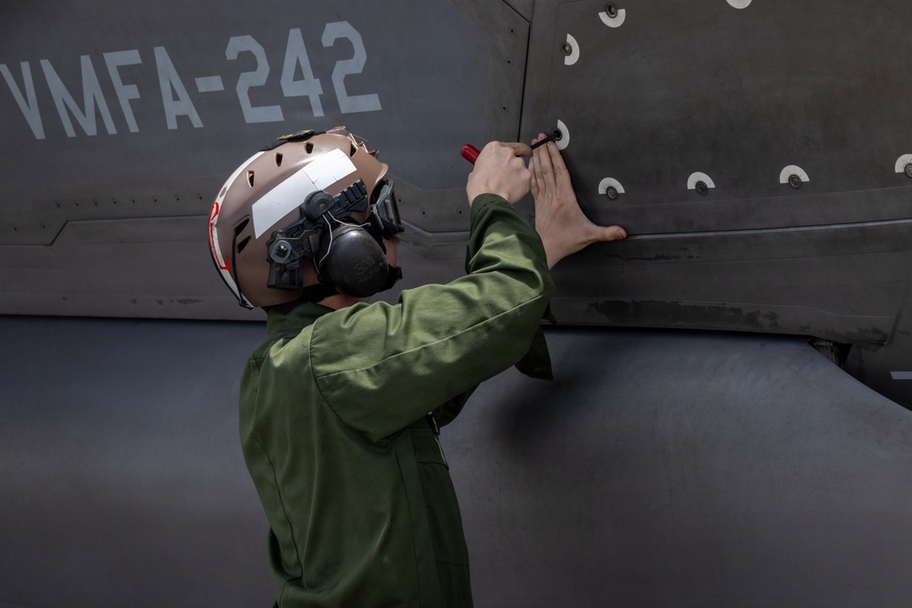 VMFA-242 flies out of Andersen Air Force Base during Valiant Shield 2026