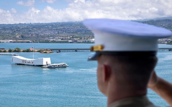 U.S. Marines, Sailors man the rails at Joint Base Pearl Harbor-Hickam