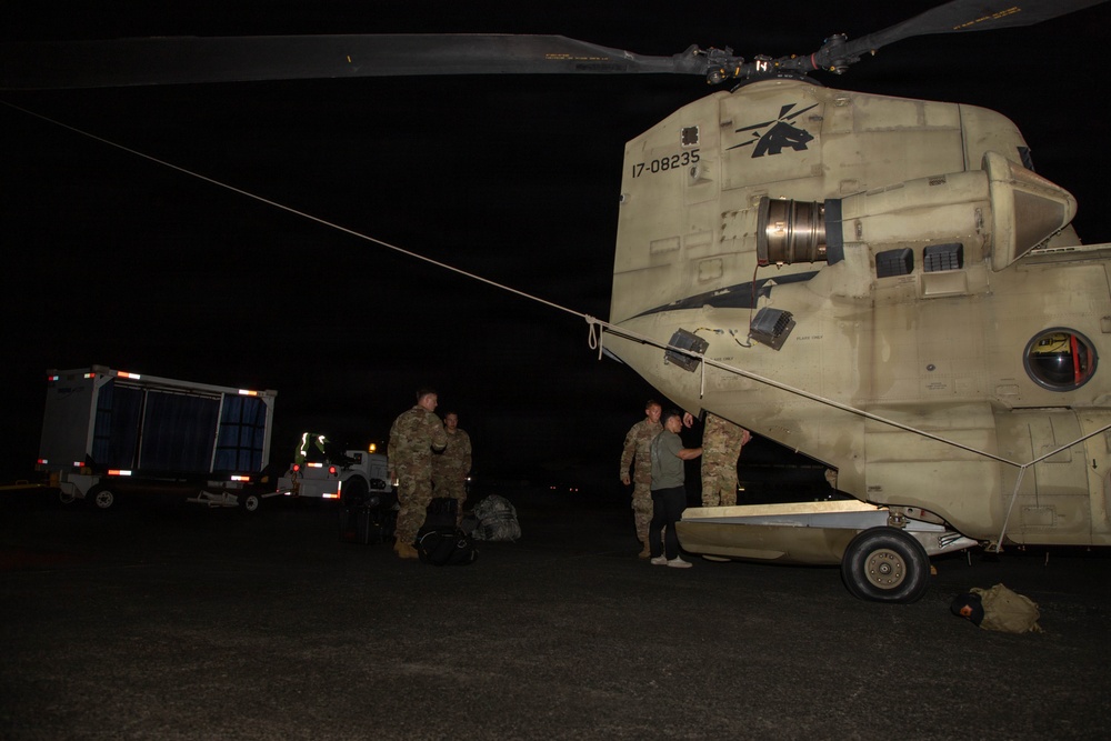 1-228th Aviation Regiment and 612th Air Base Squadron, arrive in Panama City, Panama, in preparation to render aid to Venezuela