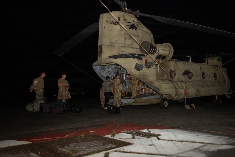 1-228th Aviation Regiment and 612th Air Base Squadron, arrive in Panama City, Panama, in preparation to render aid to Venezuela