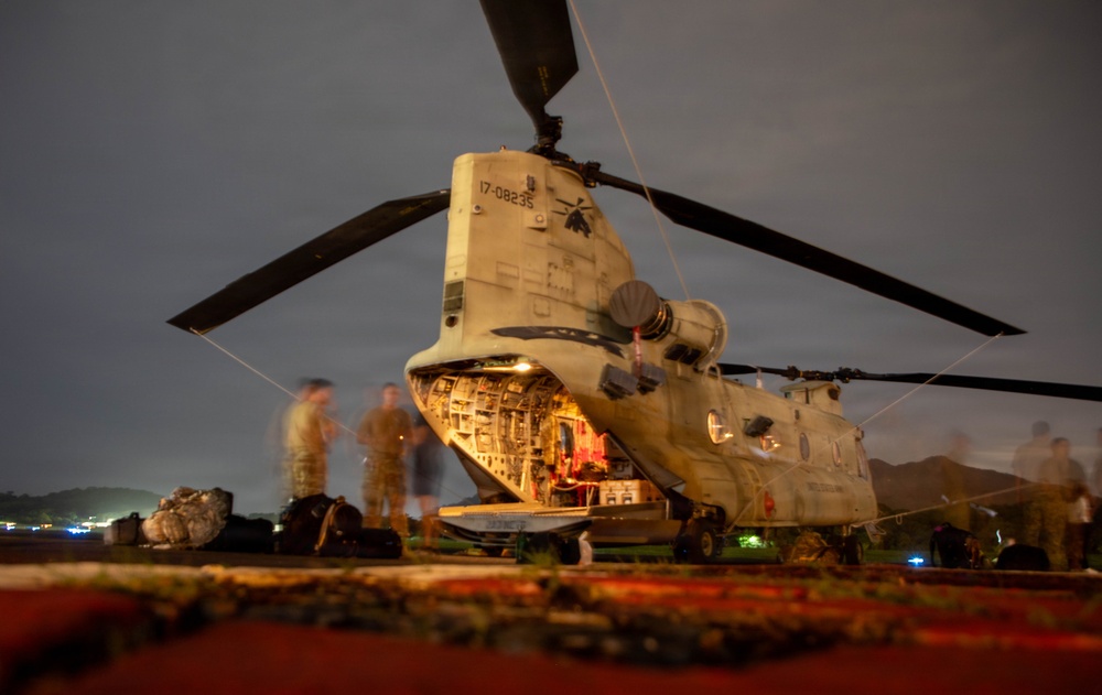 1-228th Aviation Regiment and 612th Air Base Squadron, arrive in Panama City, Panama, in preparation to render aid to Venezuela