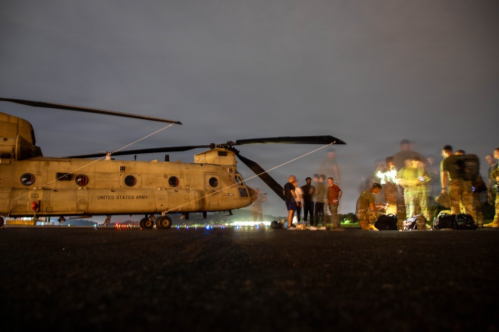 1-228th Aviation Regiment and 612th Air Base Squadron, arrive in Panama City, Panama, in preparation to render aid to Venezuela