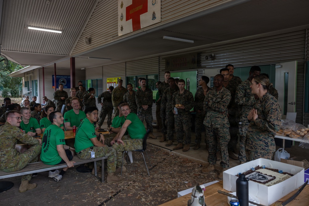 MRF-D Marines, Sailors, ADF soldiers hold Navy Corpsman Birthday obstacle course, cake-cutting ceremony