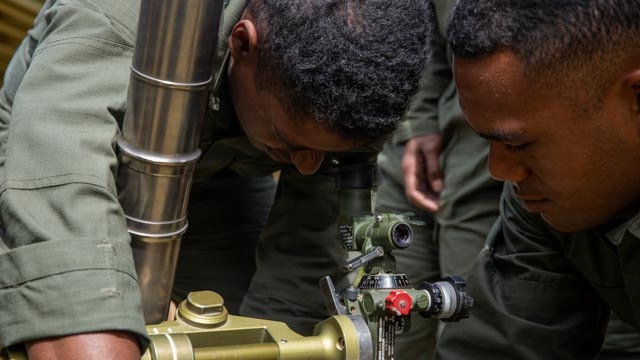 U.S. Marines conduct mortar system training with partner forces