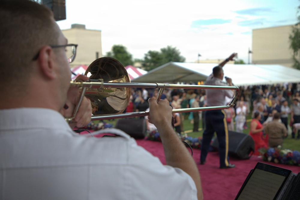 U.S Army Europe and Africa Band and Chorus performs Freedom 250 celebration event at Bucharest U.S. Embassy