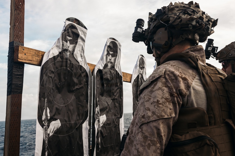 11th MEU Marines Conduct Marksmanship Training Aboard USS Portland
