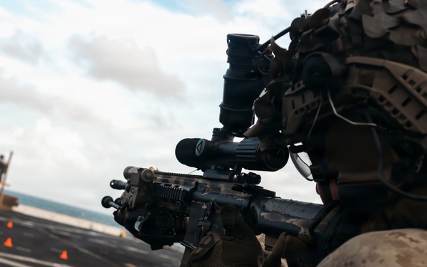11th MEU Marines Conduct Marksmanship Training Aboard USS Portland