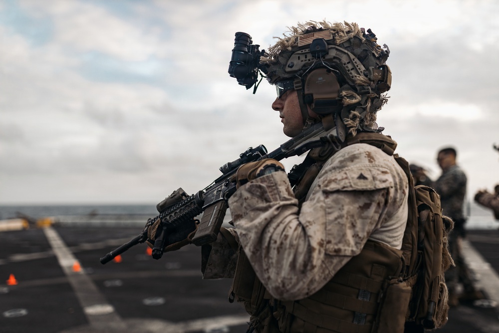 11th MEU Marines Conduct Marksmanship Training Aboard USS Portland