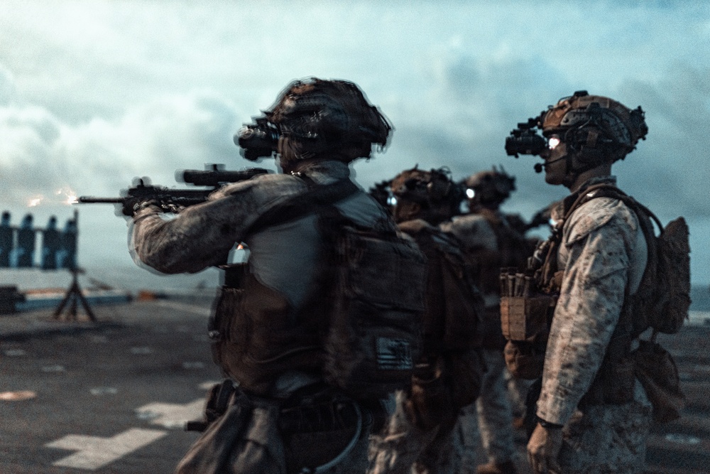 11th MEU Marines Conduct Marksmanship Training Aboard USS Portland