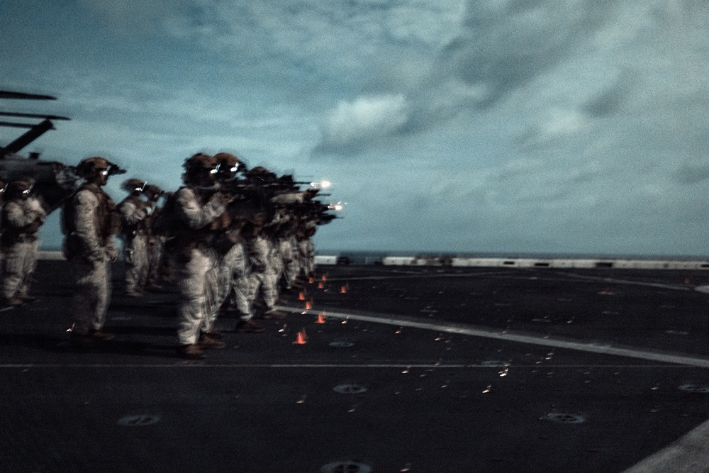 11th MEU Marines Conduct Marksmanship Training Aboard USS Portland