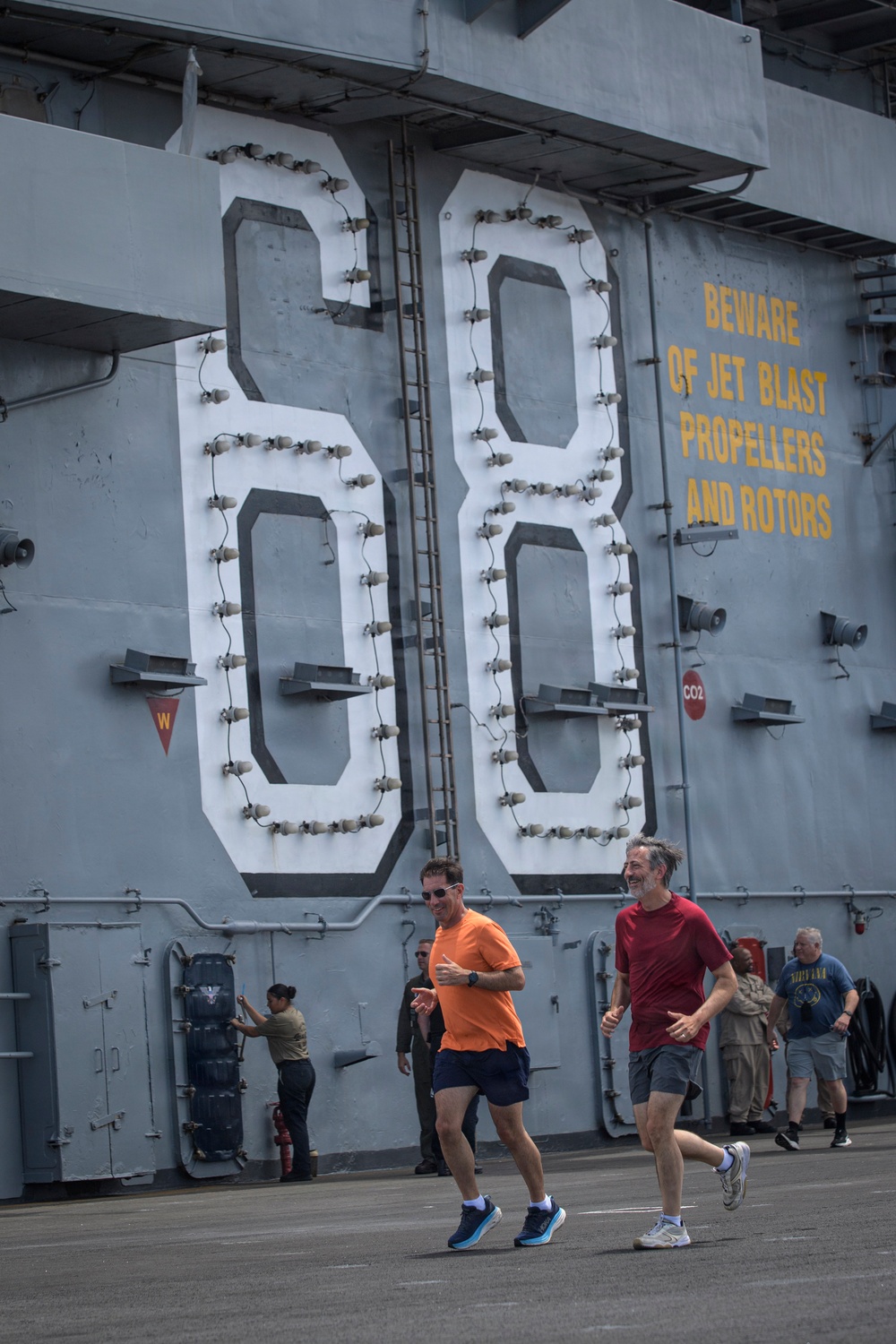 USS Nimitz conducts 5k Flight Deck Run during Tiger Cruise