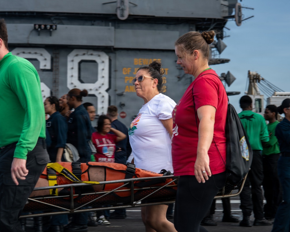 USS Nimitz Conducts General Quarters Drill during Tiger Cruise
