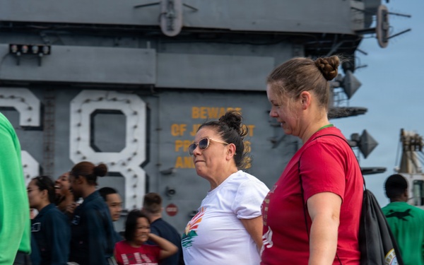 USS Nimitz Conducts General Quarters Drill during Tiger Cruise