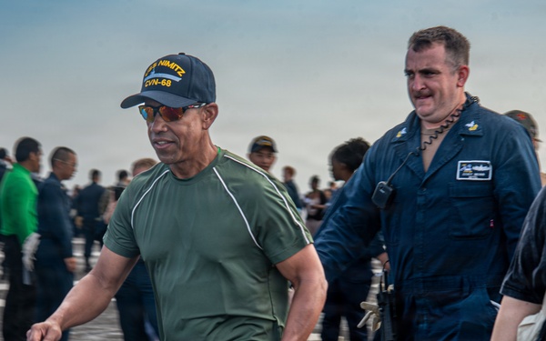 USS Nimitz Conducts General Quarters Drill during Tiger Cruise