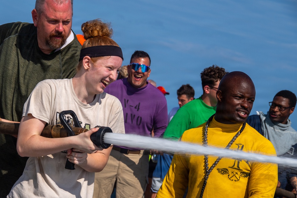 USS Nimitz Conducts General Quarters Drill during Tiger Cruise