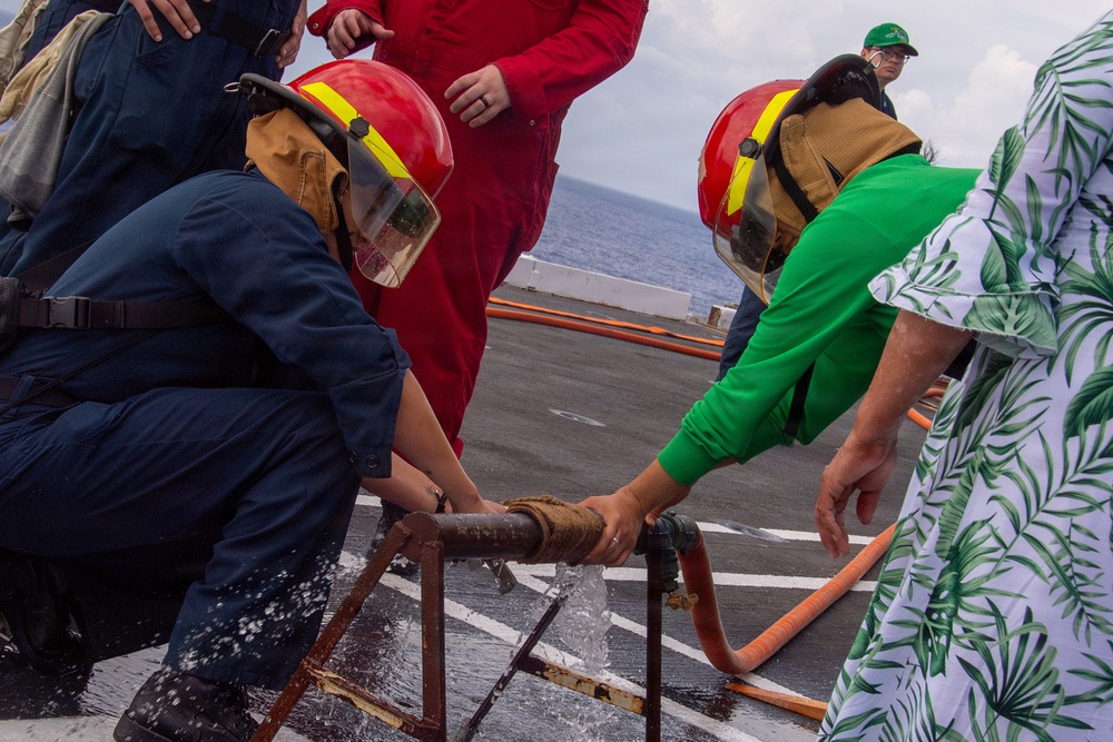USS Nimitz Conducts General Quarters Drill during Tiger Cruise