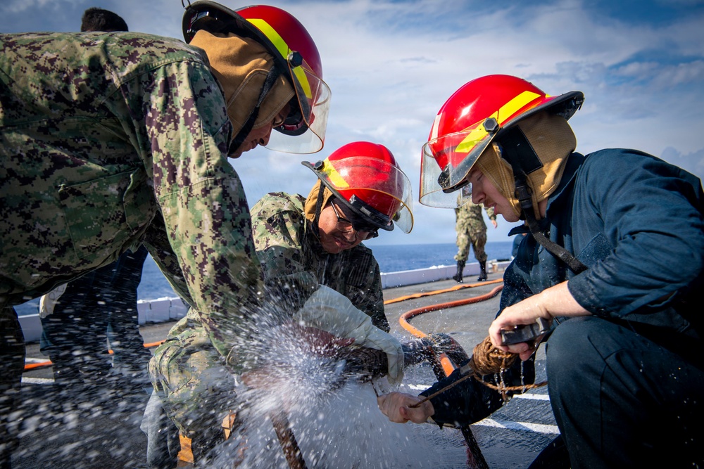 USS Nimitz Conducts General Quarters Drill during Tiger Cruise