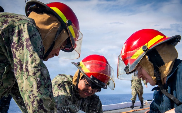 USS Nimitz Conducts General Quarters Drill during Tiger Cruise