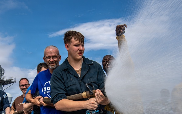 USS Nimitz Conducts General Quarters Drill during Tiger Cruise
