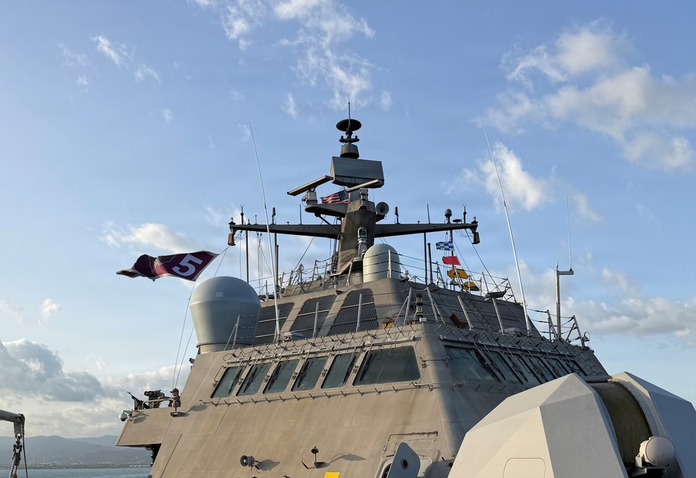 Littoral combat ship USS Billings (LCS 15) gets underway from at Ponce, Puerto Rico, June 26, 2026.