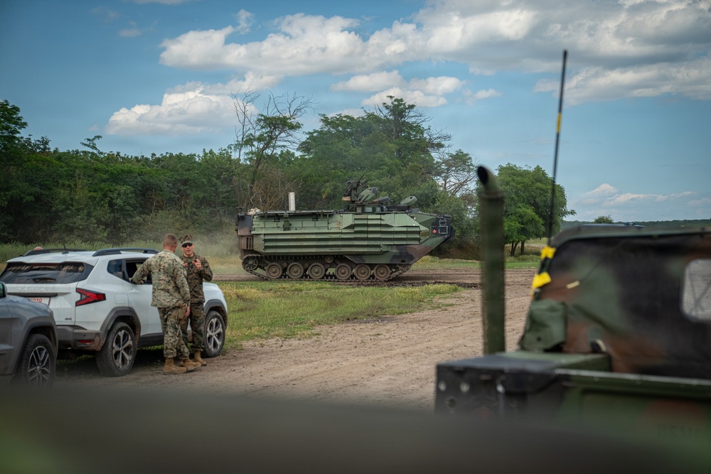 U.S. Marine Corps Maj. Gen. Raymond Adams observes combined arms live fire exercise during Sea Breeze 26