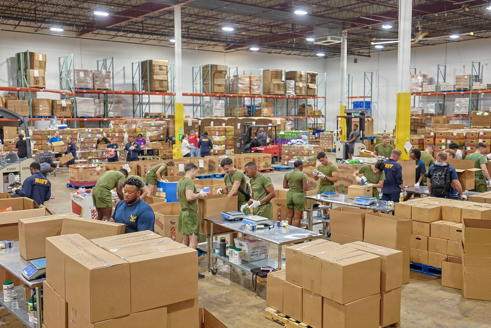 Sailors, Marines Volunteer at Maryland Food Bank During SAIL250 Maryland