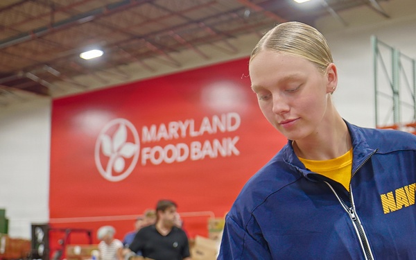 Sailors, Marines Volunteer at Maryland Food Bank During SAIL250 Maryland