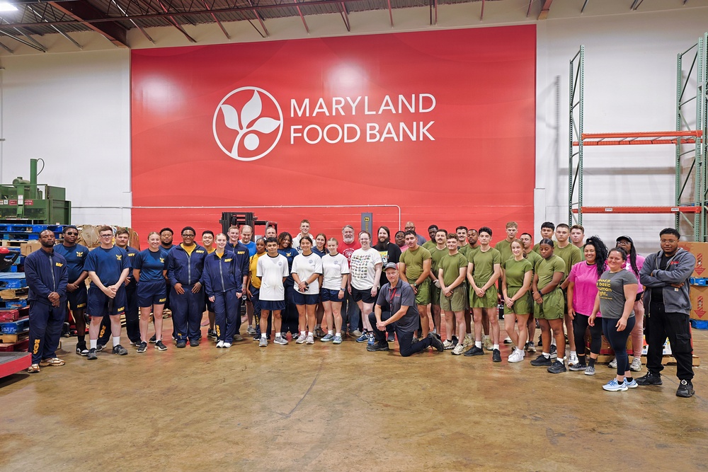 Sailors, Marines Volunteer at Maryland Food Bank During SAIL250 Maryland