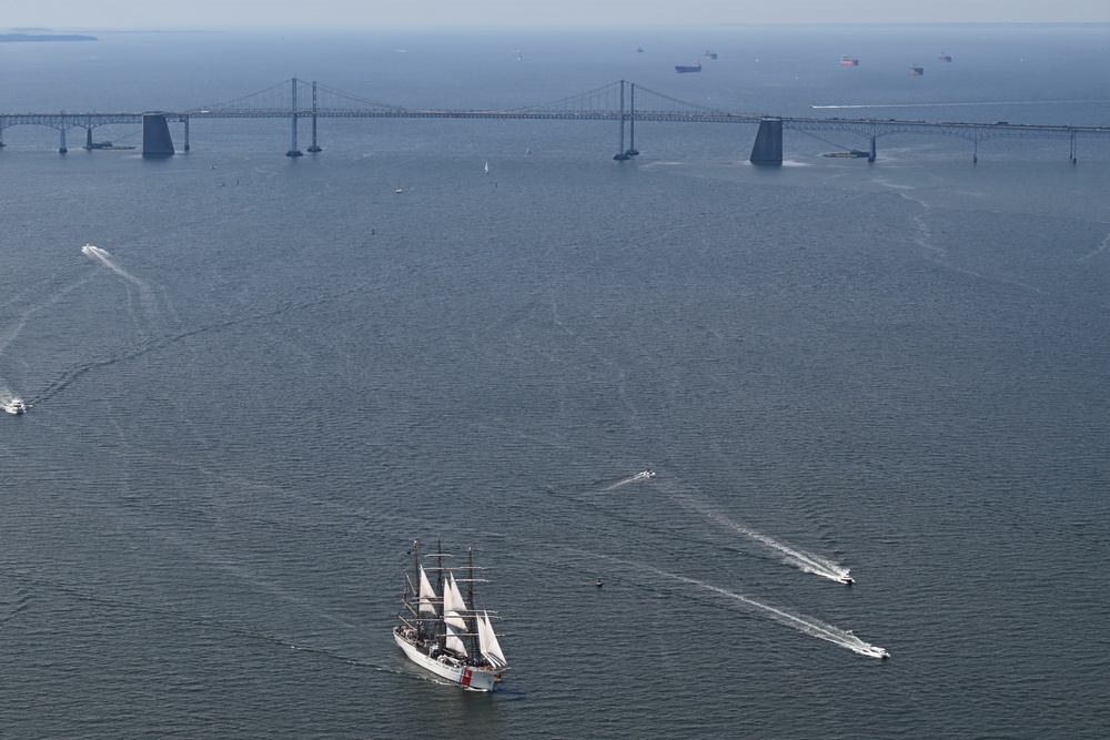 USCGC Eagle Sails Beneath Bay Bridge During Fleet Week
