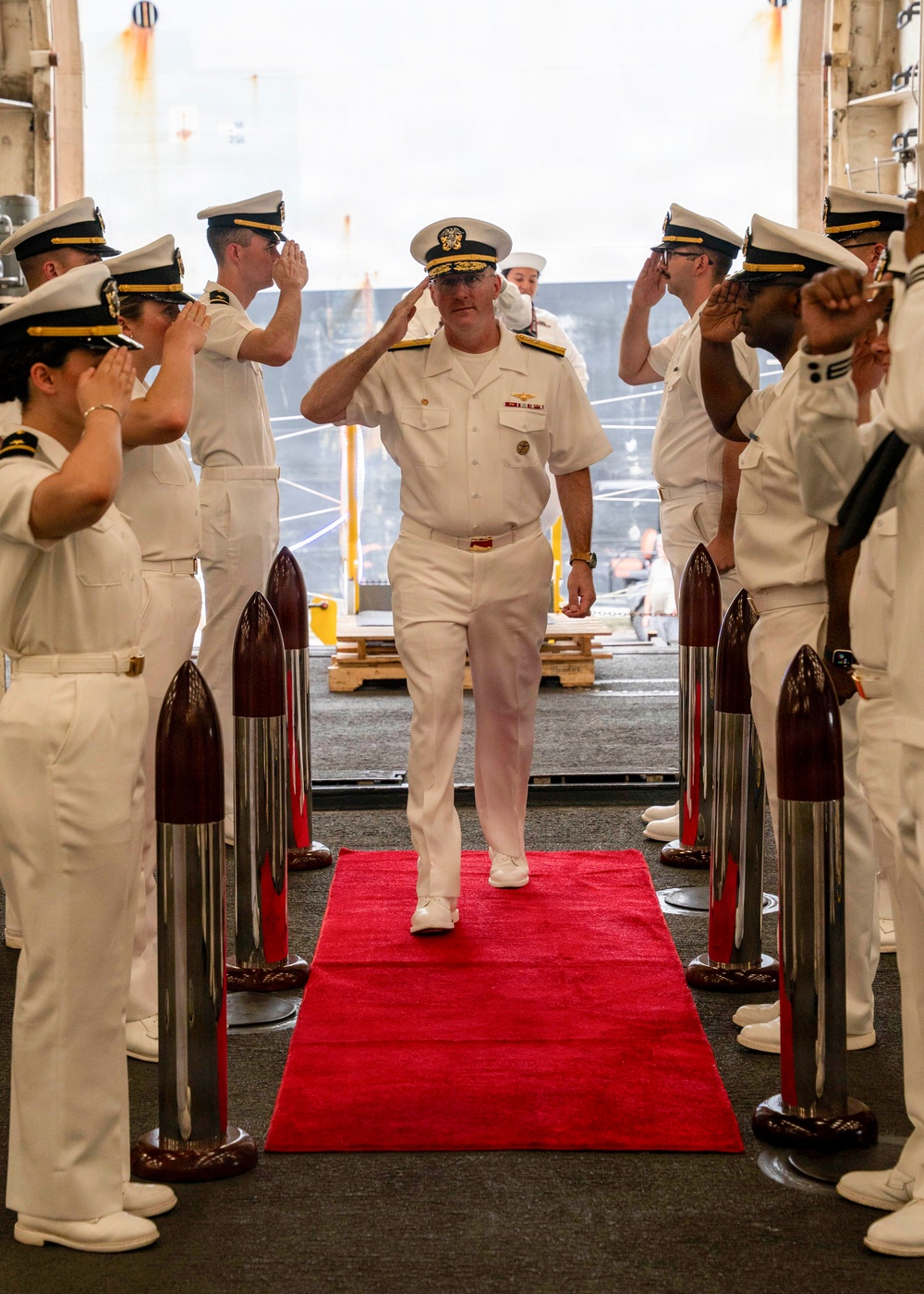 Commander Carrier Strike Group 2 Arrives for Reception Aboard USS Arlington (LPD 24)