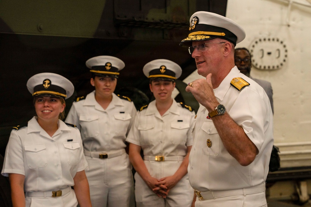 Commander Carrier Strike Group 2 Arrives for Reception Aboard USS Arlington