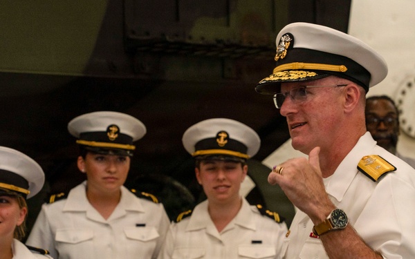 Commander Carrier Strike Group 2 Arrives for Reception Aboard USS Arlington