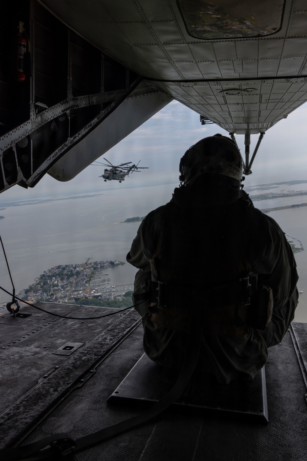 U.S. Marines flyover downtown Baltimore for Sail250 Maryland