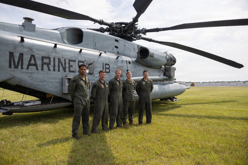 U.S. Marines flyover downtown Baltimore for Sail250 Maryland
