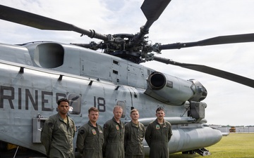 U.S. Marines flyover downtown Baltimore for Sail250 Maryland