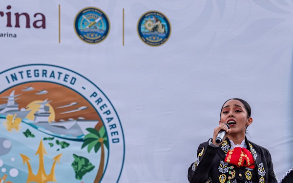 Mexican Navy sailor performs traditional song during RIMPAC 26 reception
