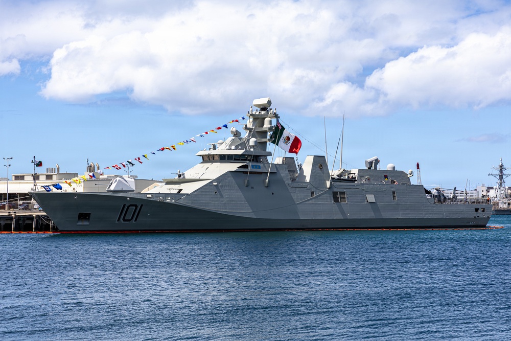 Mexican Navy frigate moors at Joint Base Pearl Harbor-Hickam for RIMPAC 26