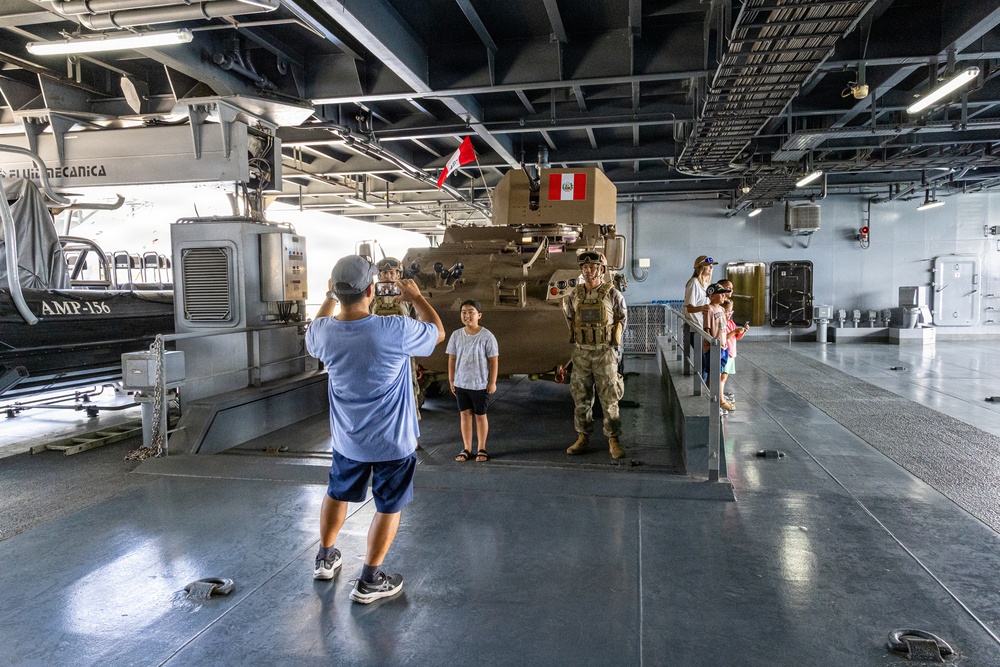 Visitors tour Peruvian Navy ship during RIMPAC 26 open ship event