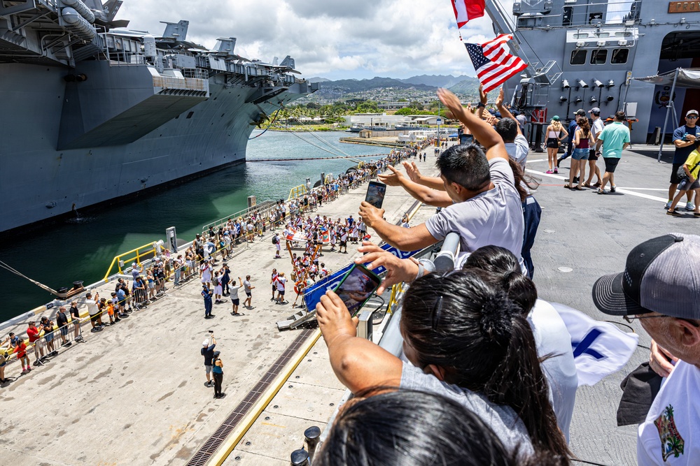 Peruvian sailors celebrate volleyball championship victory at RIMPAC 26