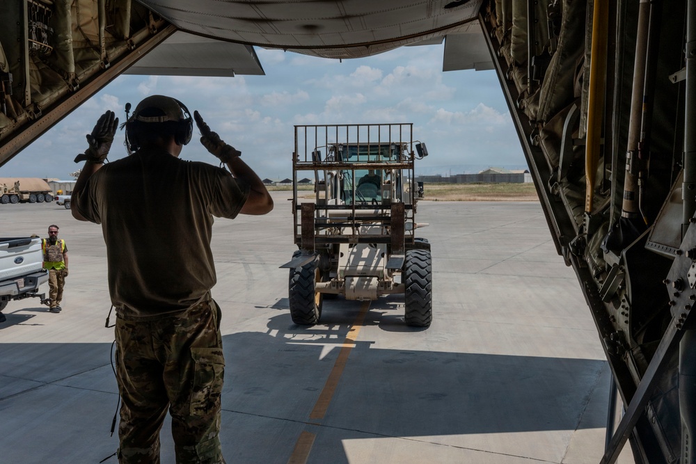 C-130J Super Hercules conducts cargo operations