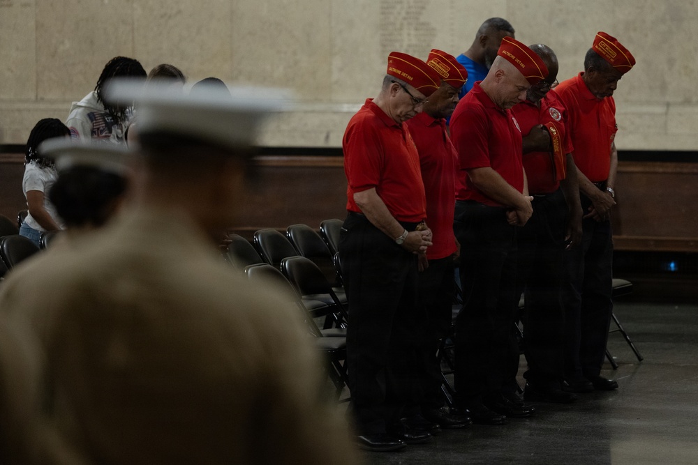 The U.S. Marine Corps League attends a wreath-laying ceremony