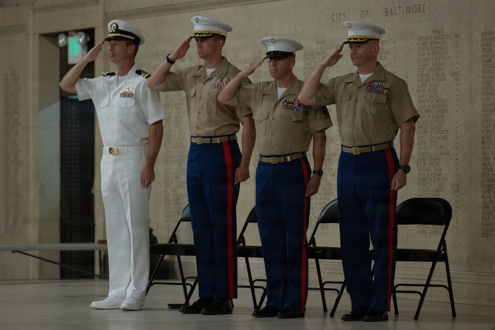 The U.S. Marine Corps League attends a wreath-laying ceremony