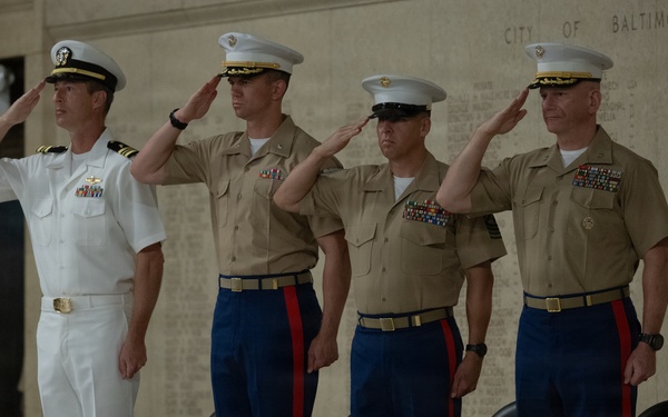 The U.S. Marine Corps League attends a wreath-laying ceremony
