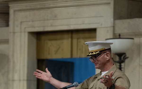 The U.S. Marine Corps League attends a wreath-laying ceremony