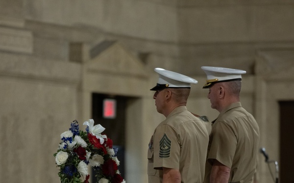 The U.S. Marine Corps League attends a wreath-laying ceremony