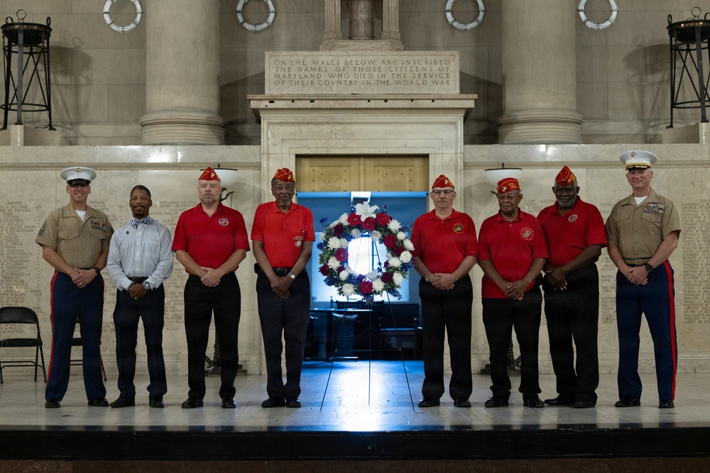 The U.S. Marine Corps League attends a wreath-laying ceremony