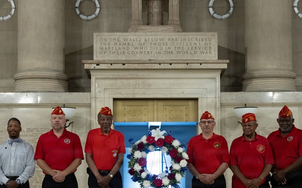 The U.S. Marine Corps League attends a wreath-laying ceremony