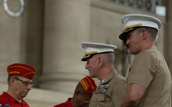 The U.S. Marine Corps League attends a wreath-laying ceremony